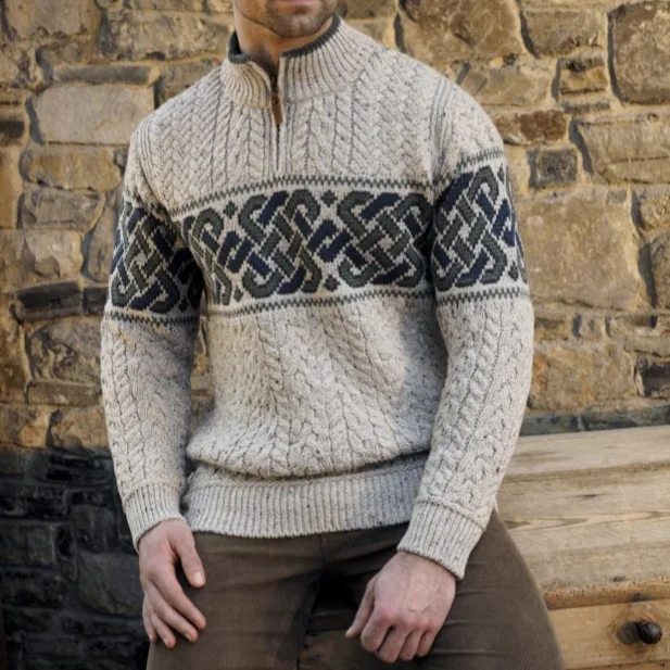 Lightweight men vest made from recycled materials for eco - conscious consumersCeltic Jacquard Half Zip Lightweight men vest made from recycled materials for eco - conscious consumersCeltic Jacquard Half Zip