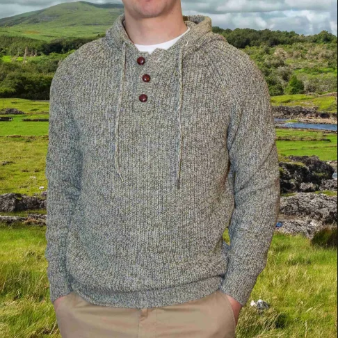 Men waistcoats with a built - in media pocket for tech - savvy usersEmerald Isle Achill Henley Hooded Sweater Men waistcoats with a built - in media pocket for tech - savvy usersEmerald Isle Achill Henley Hooded Sweater