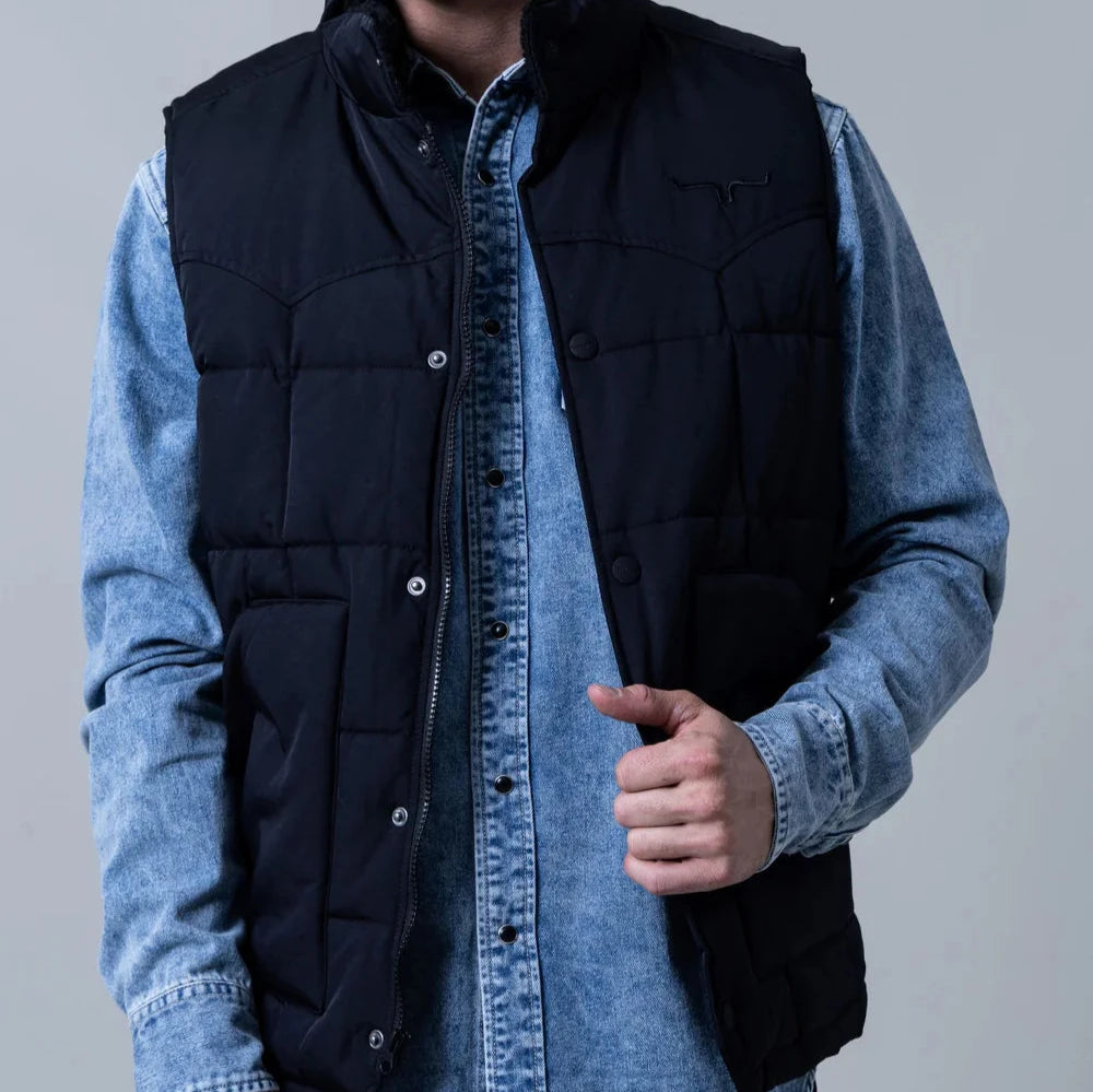 Slim - fit men vest for formal occasions with a modern cutKimes Ranch Men's Muir Trail Vest in Black Slim - fit men vest for formal occasions with a modern cutKimes Ranch Men's Muir Trail Vest in Black