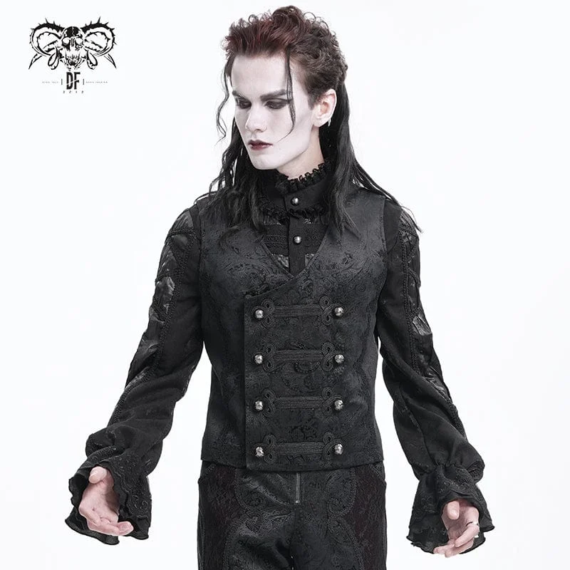 Men waistcoats with a removable lining for added versatilityMen's Gothic Floral Studs Buckle-up Vest Men waistcoats with a removable lining for added versatilityMen's Gothic Floral Studs Buckle-up Vest