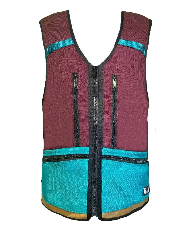 Men vest with a zip - off hood for added protection in inclement weatherSide Hustle - Rosewood/Teal Men vest with a zip - off hood for added protection in inclement weatherSide Hustle - Rosewood/Teal