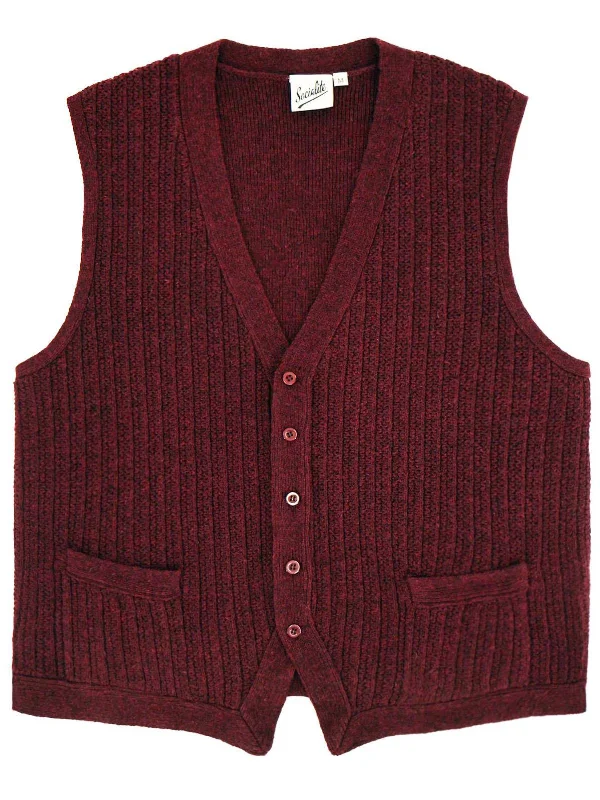men's tank tops with scoop neck1940s Style Rufus Knitted Waistcoat in Cranberry Red