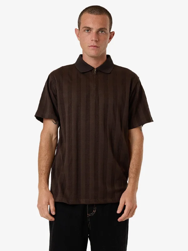 Arts & Industrial Quarter Zip Polo - Postal Brown