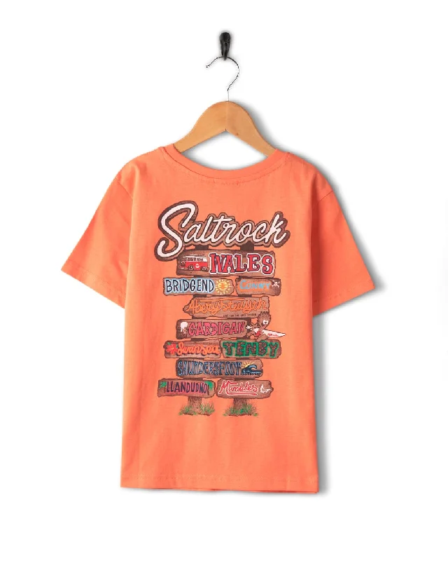 Men's long - sleeve henley t - shirts with button - down placketsBeach Signs Wales - Kids Short Sleeve T-Shirt - Orange