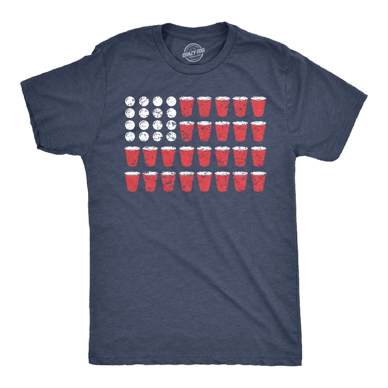 Men's thermal t - shirts with a high - neck design for cold weatherBeer Pong Flag Men's T Shirt
