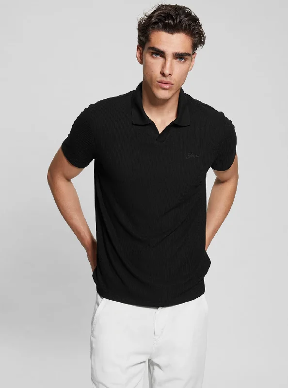 Men's budget - friendly basic polo shirts in multiple colorsBlack Ryker Rib Knit Polo T-Shirt Men's budget - friendly basic polo shirts in multiple colorsBlack Ryker Rib Knit Polo T-Shirt