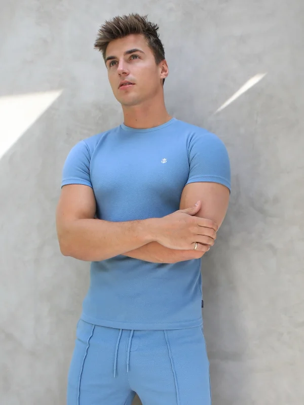 Men's ribbed t - shirts with a textured finish for added styleVerona Slim T-Shirt - Light Blue