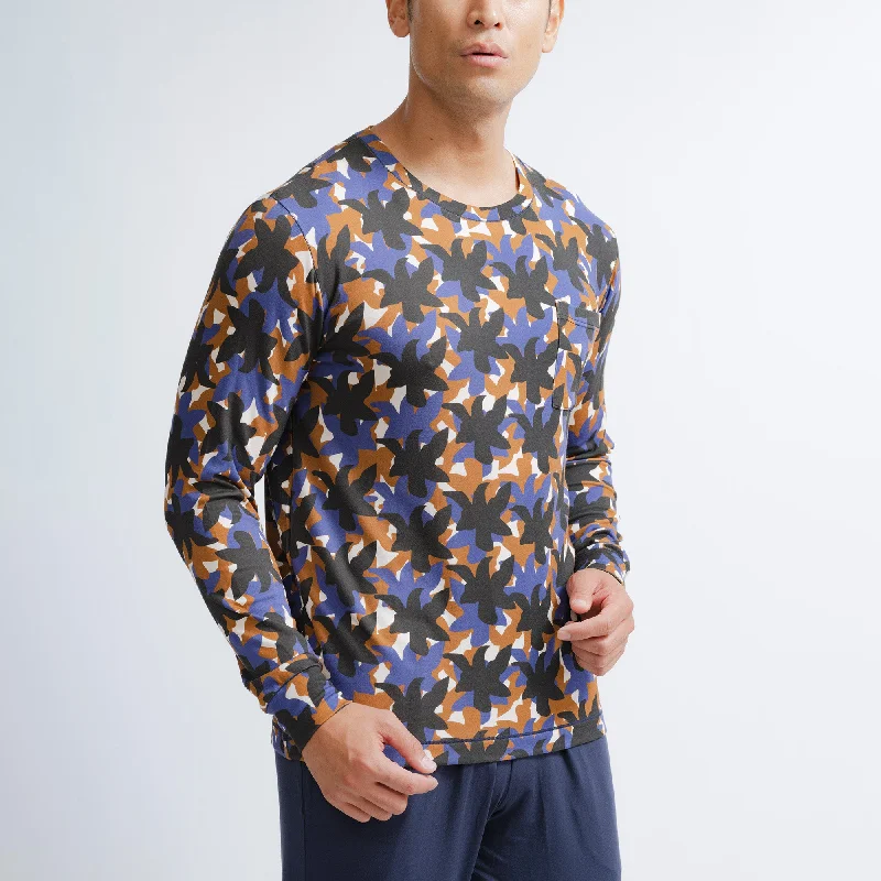 Men's stretch long sleeve denim shirts for a comfortable casual styleSilktouch*2 TENCEL™ Modal Air Printed Round Neck Top Men's stretch long sleeve denim shirts for a comfortable casual styleSilktouch*2 TENCEL™ Modal Air Printed Round Neck Top