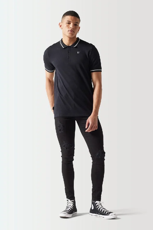 Men's breathable cotton blend polo shirts for summer outingsCore Polo Shirt - Black