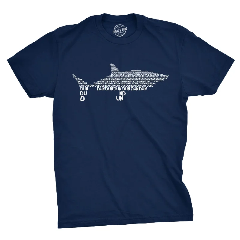 Men's mock - neck t - shirts with a modern and sleek styleDun Dun Dun Graphic Shark Text Men's T Shirt