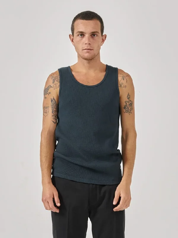 Existencial Waffle Singlet - Jasper Green