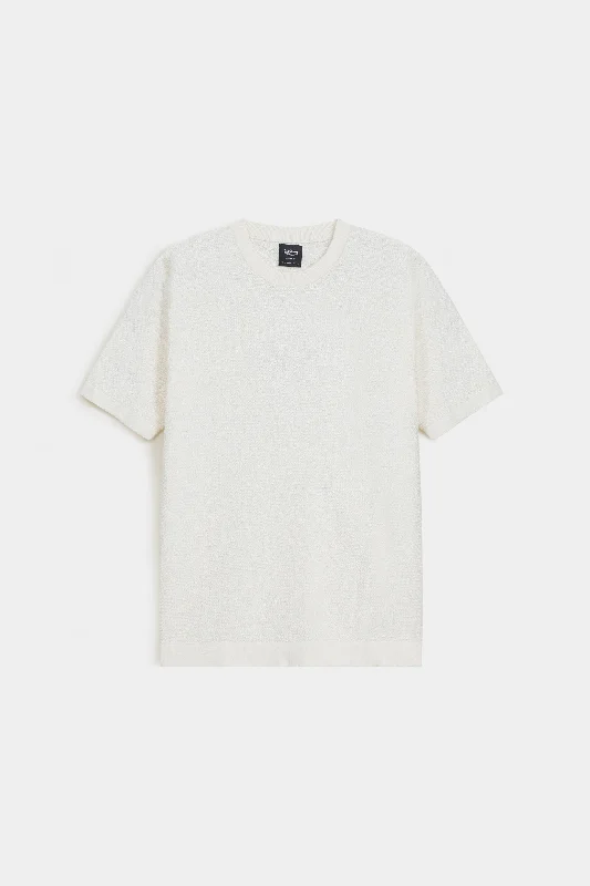 Men's smart - casual checkered t - shirts for semi - formal occasionsCrew Neck Knitted T-Shirt