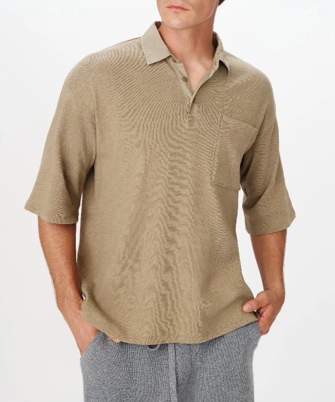 Men's reversible polo shirts with two different looksHeavy Slub Jersey Oversized Short Sleeve Polo - Faded Army Men's reversible polo shirts with two different looksHeavy Slub Jersey Oversized Short Sleeve Polo - Faded Army