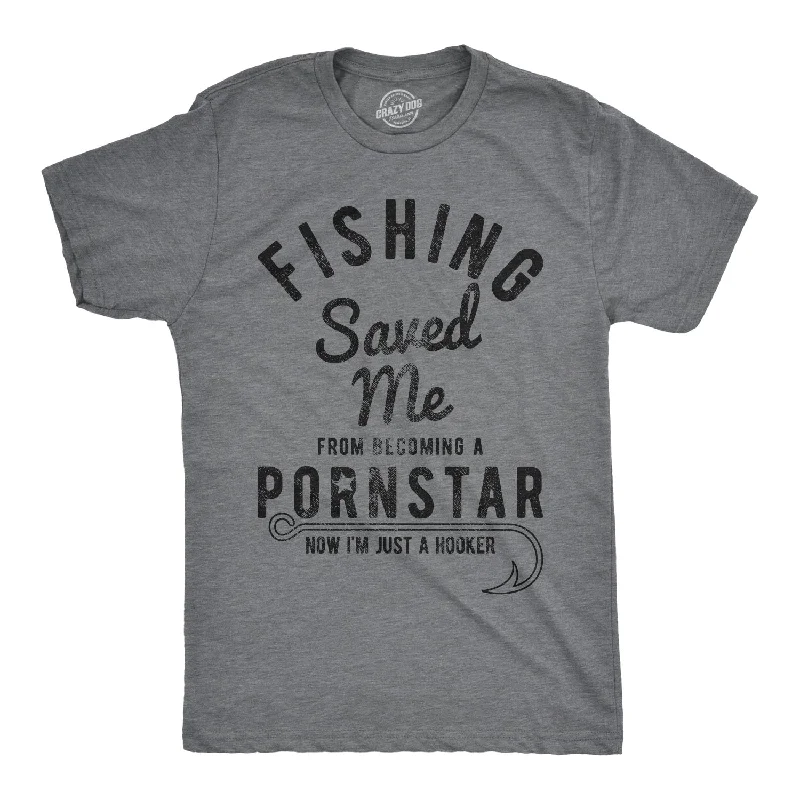 Men's lightweight performance t - shirts for running marathonsFishing Saved Me Men's T Shirt
