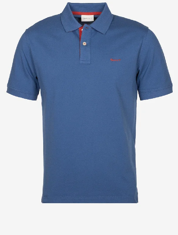 Men's jacquard woven polo shirts with intricate designsRegular Contrast Pique Short Sleeve Polo Vintage Blue