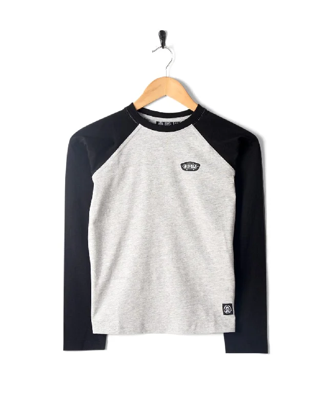 Men's thermal t - shirts with a high - neck design for cold weatherHardskate Warp - Kids Longsleeve Raglan T-Shirt - Grey/Black Men's thermal t - shirts with a high - neck design for cold weatherHardskate Warp - Kids Longsleeve Raglan T-Shirt - Grey/Black