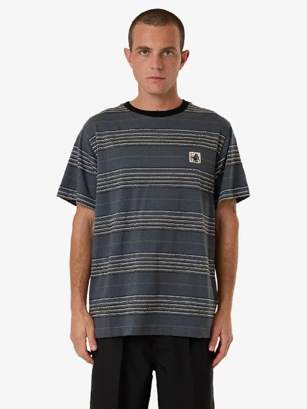 Heavy Times Stripe Merch Fit Tee - Light Petrol