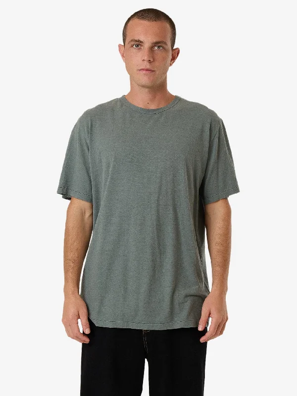 Hemp Thrills Embro Lightweight Contrast Stitch Merch Fit Tee - Dark Forest