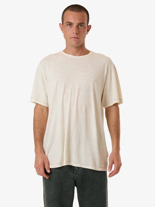 Hemp Thrills Embro Lightweight Contrast Stitch Merch Fit Tee - Dirty White