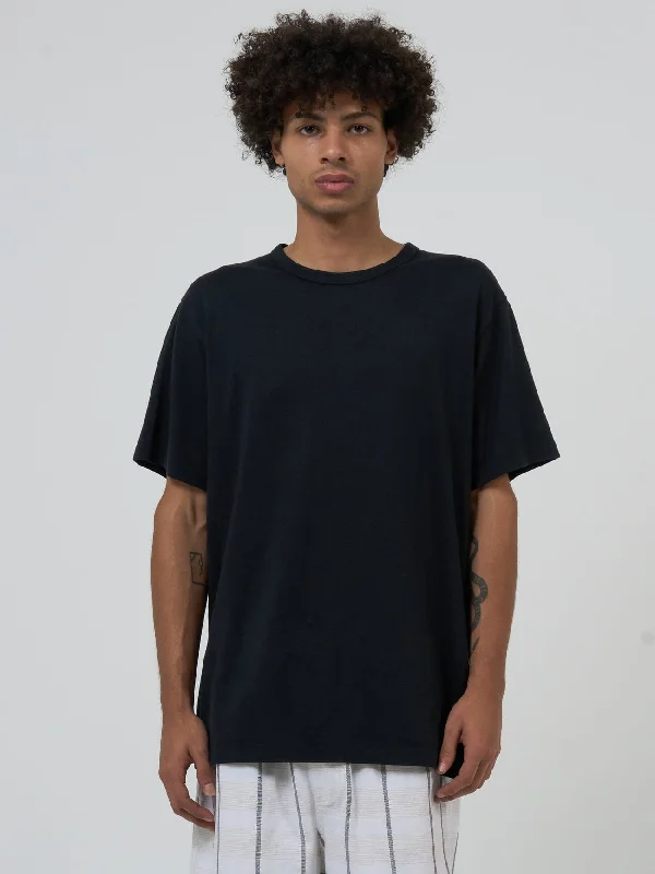 men's tank tops for hikingHemp Thrills Embro Lightweight Merch FIt Tee - Black