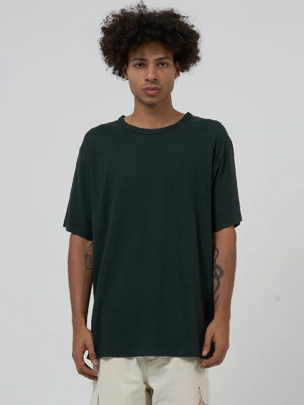 Hemp Thrills Embro LIghtweight Merch Fit Tee - Deep Emerald