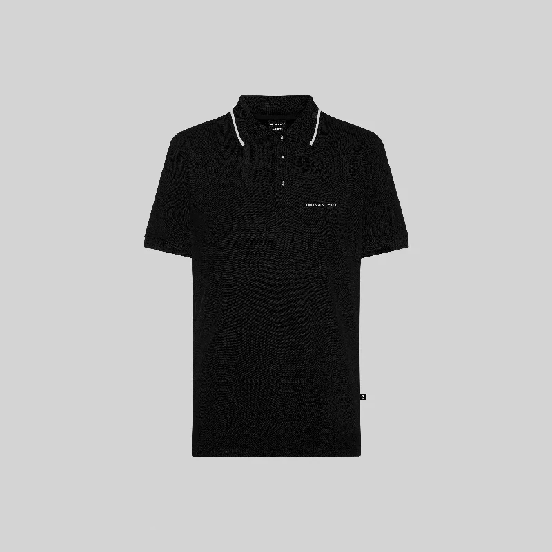 Men's breathable cotton blend polo shirts for summer outingsLENA BLACK POLO