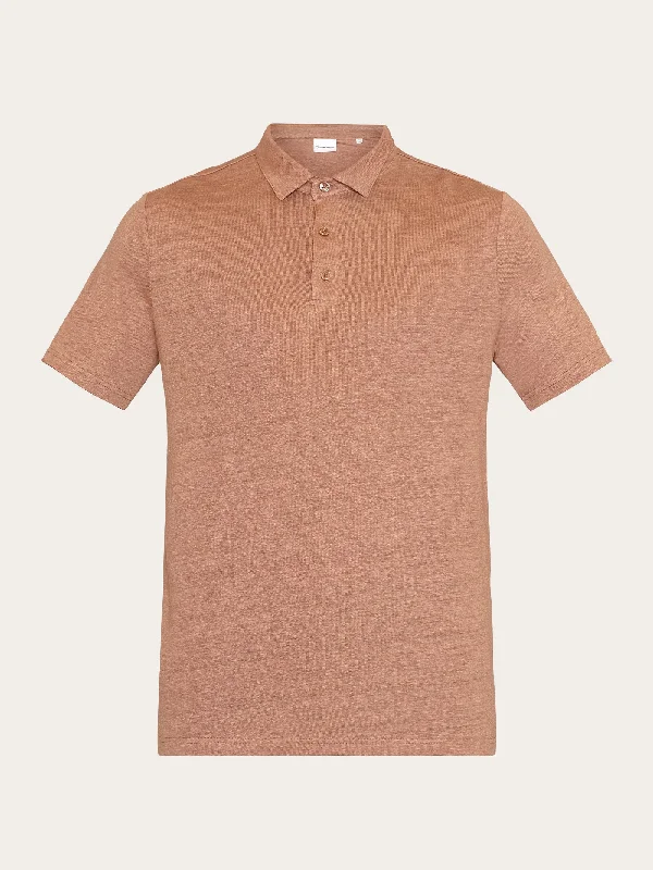 Men's color - block polo shirts with a bold fashion statementLinen polo - Chocolate Malt Men's color - block polo shirts with a bold fashion statementLinen polo - Chocolate Malt