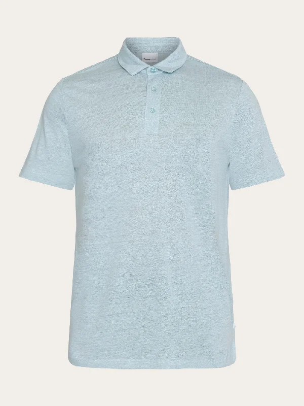 Men's long sleeve classic fit polo shirts with embroidered logosLinen polo - Gray Mist