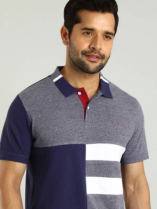 Men Color Block Polo T-Shirt