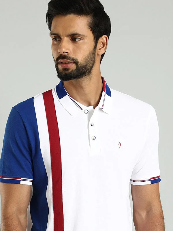 Men's jacquard woven polo shirts with intricate designsMen Color Block Polo T-Shirt