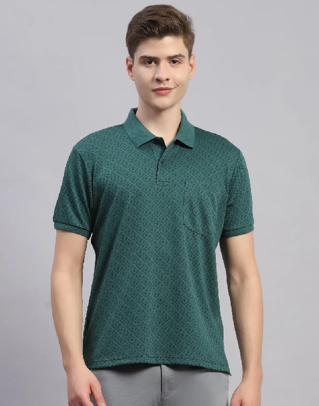 Men's quick - dry polo shirts for water sports activitiesMen Green Solid Polo Collar Half Sleeve T-Shirt Men's quick - dry polo shirts for water sports activitiesMen Green Solid Polo Collar Half Sleeve T-Shirt