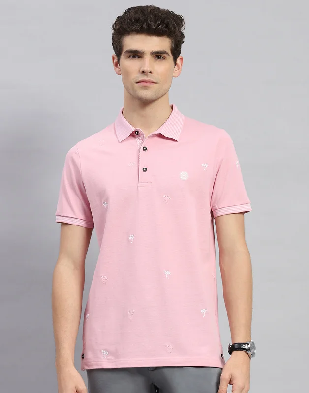 Men's long sleeve classic fit polo shirts with embroidered logosMen Pink Solid Polo Collar Half Sleeve T-Shirt Men's long sleeve classic fit polo shirts with embroidered logosMen Pink Solid Polo Collar Half Sleeve T-Shirt