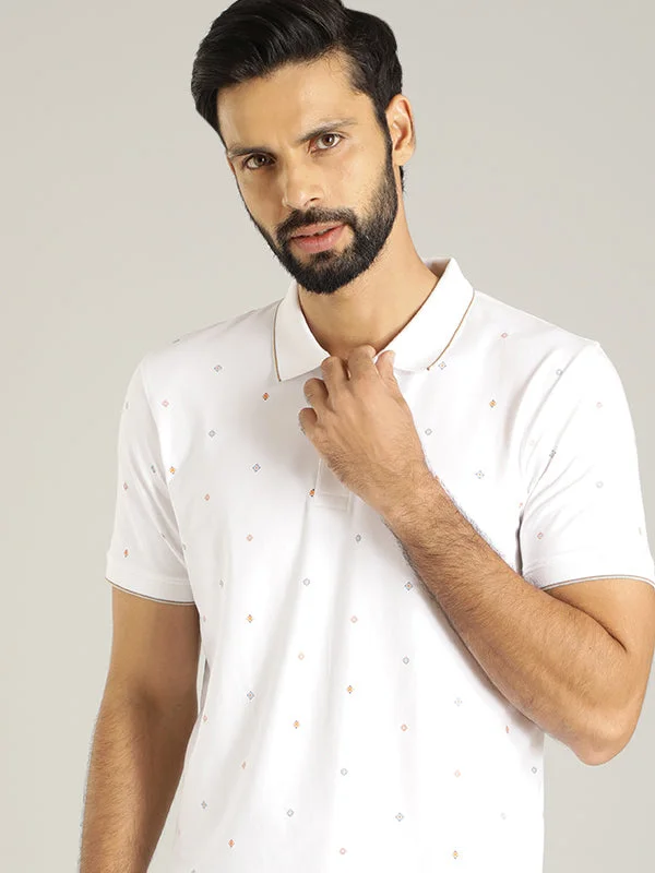 Men's button - down spread collar polo shirts for business casualMen Printed Polo T-Shirt