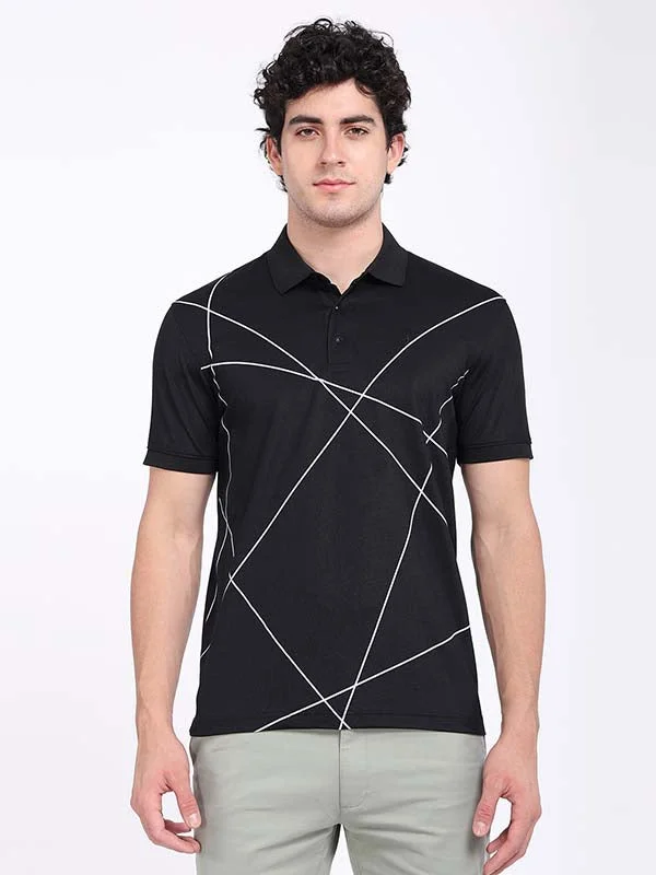 Men's ribbed cuffs and hem polo shirts for a textured lookMen Printed Polo T-Shirt