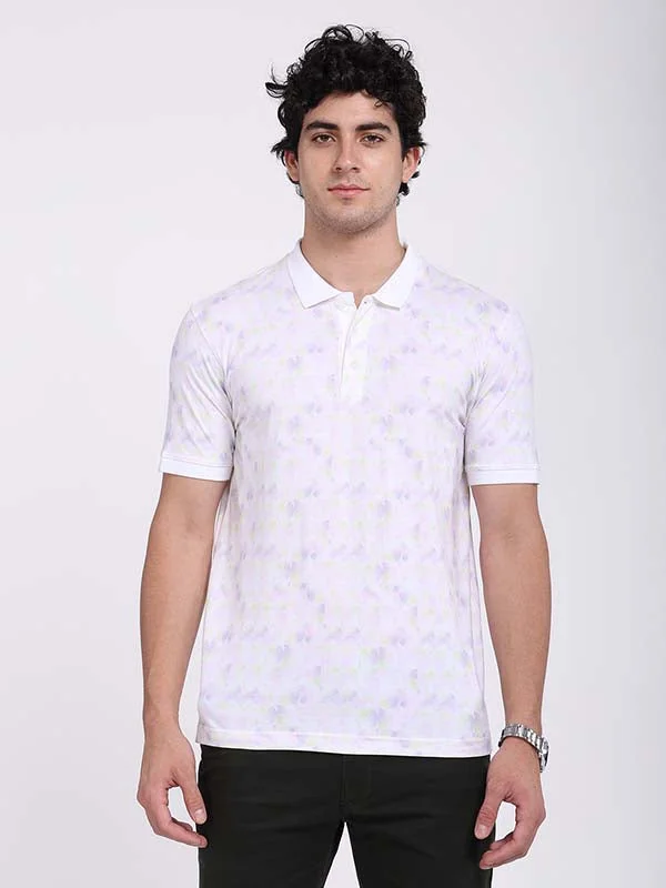 Men's two - tone stripe polo shirts with a preppy styleMen Printed Polo T-Shirt