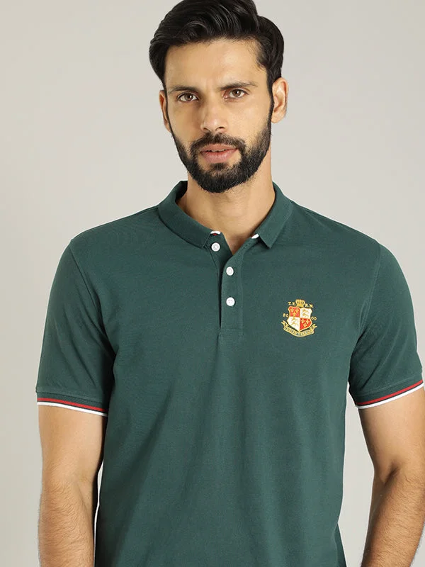 Men's two - tone stripe polo shirts with a preppy styleMen Solid Polo T-Shirt