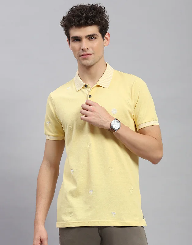 Men's breathable cotton blend polo shirts for summer outingsMen Yellow Solid Polo Collar Half Sleeve T-Shirt Men's breathable cotton blend polo shirts for summer outingsMen Yellow Solid Polo Collar Half Sleeve T-Shirt