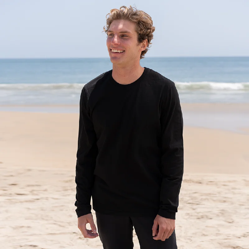 Men's stretch long sleeve denim shirts for a comfortable casual styleMens Long Sleeve Crew Neck Men's stretch long sleeve denim shirts for a comfortable casual styleMens Long Sleeve Crew Neck