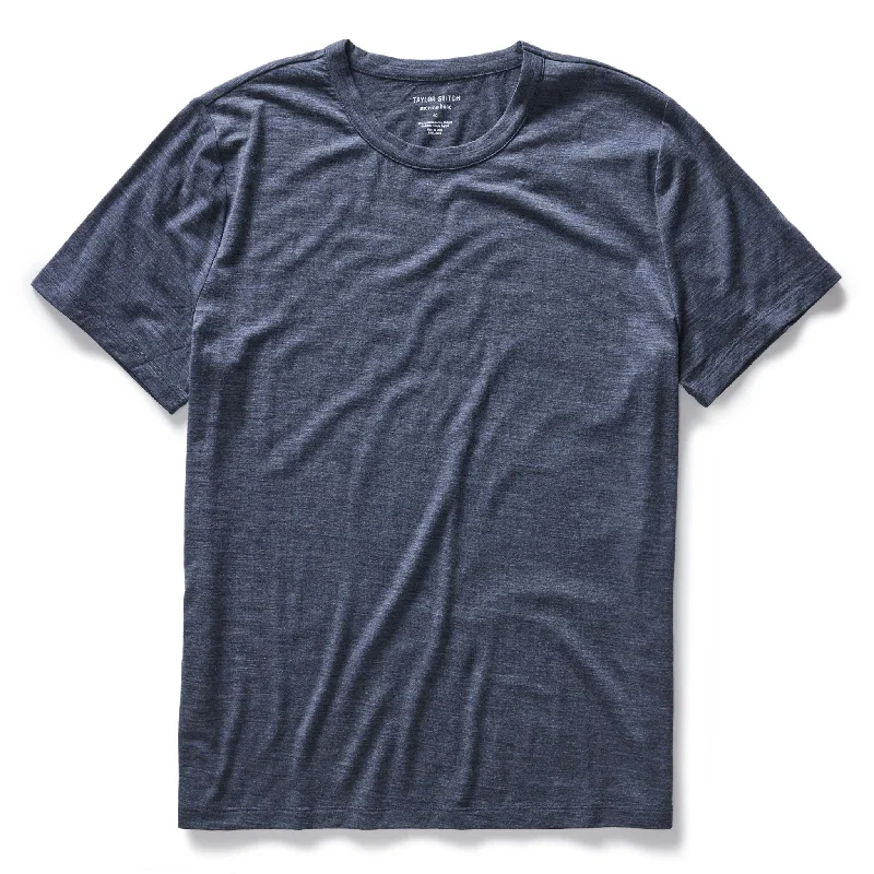 Men's UV - protected polo shirts for outdoor gardeningThe Merino Tee in Heather Navy