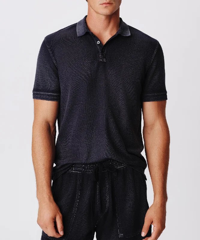 Men's ribbed cuffs and hem polo shirts for a textured lookPique with Wash Short Sleeve Polo - Midnight Men's ribbed cuffs and hem polo shirts for a textured lookPique with Wash Short Sleeve Polo - Midnight