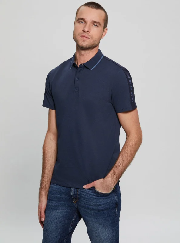 Men's antimicrobial polo shirts for odor - free daily wearNavy Blue Paul Pique Tape Polo T-Shirt Men's antimicrobial polo shirts for odor - free daily wearNavy Blue Paul Pique Tape Polo T-Shirt