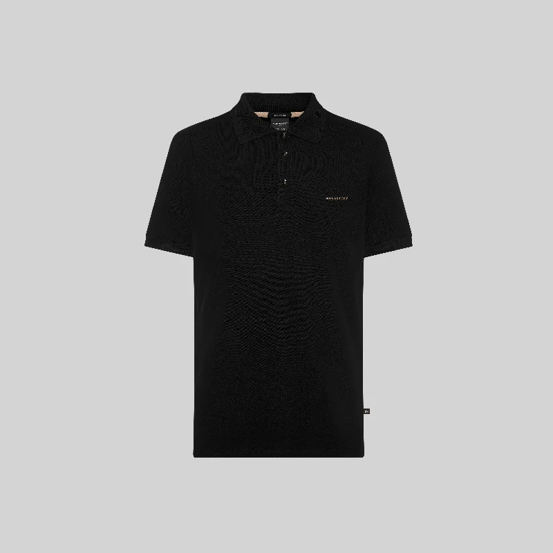 Men's breathable cotton blend polo shirts for summer outingsNEO BLACK POLO