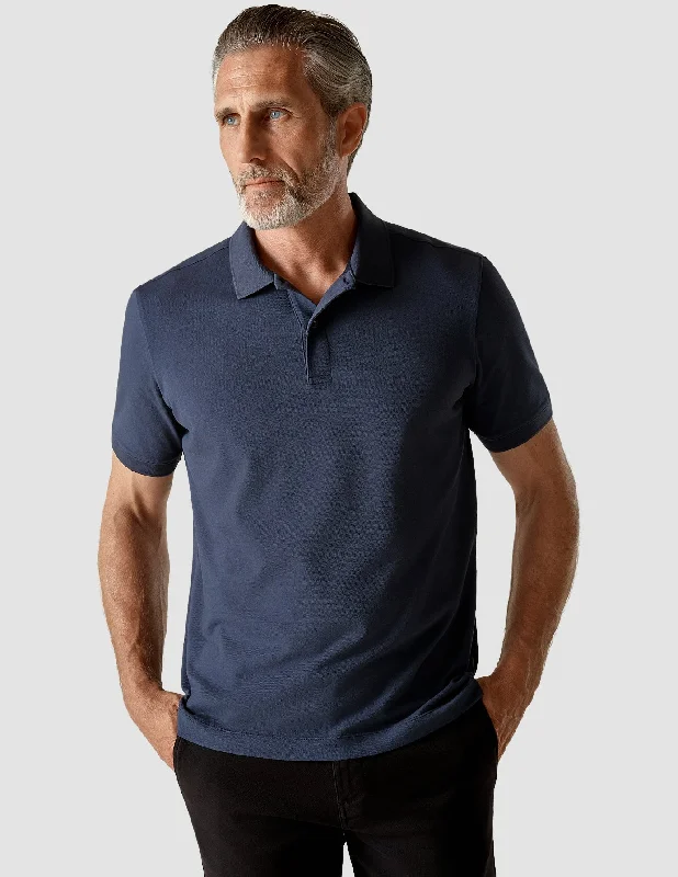 Men's luxury cashmere blend polo shirts in solid colorsPiquet Polo Shirt Navy