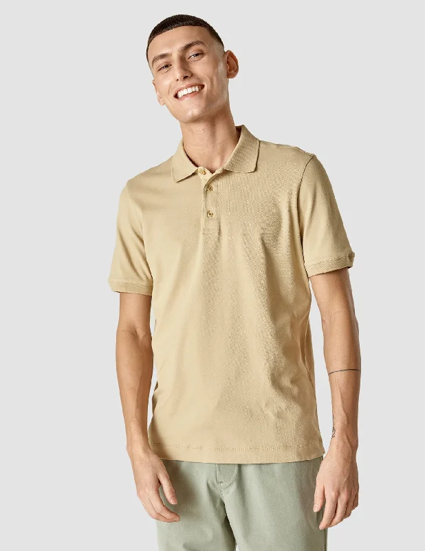Men's jacquard woven polo shirts with intricate designsPiquet Polo Shirt Desert