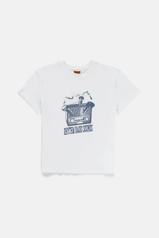 Men's slim - fit graphic t - shirts with vintage rock band printsRadio Band Ss T Shirt Vintage White
