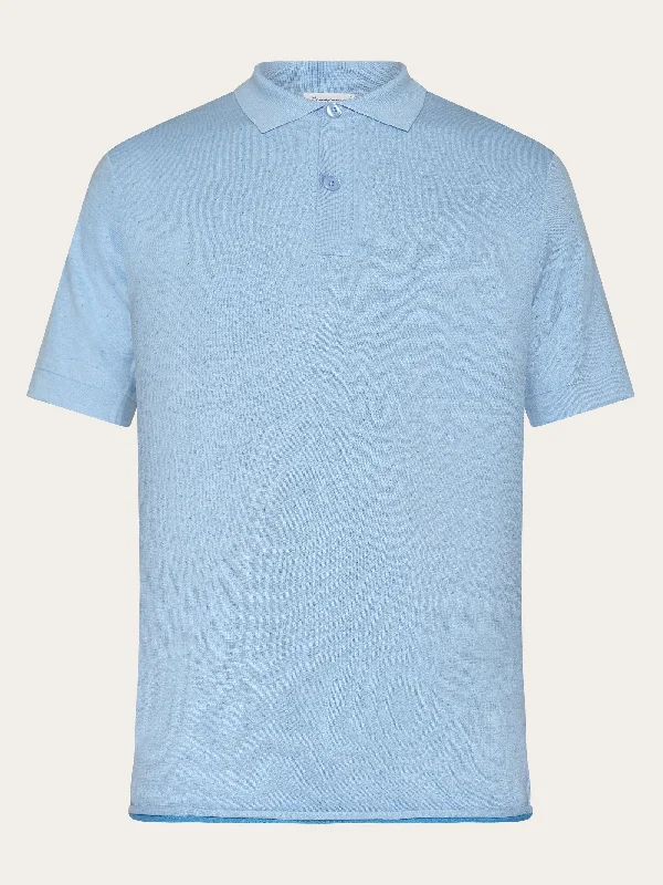 Regular double layer knitted short sleeved polo - GOTS - Dusk Blue