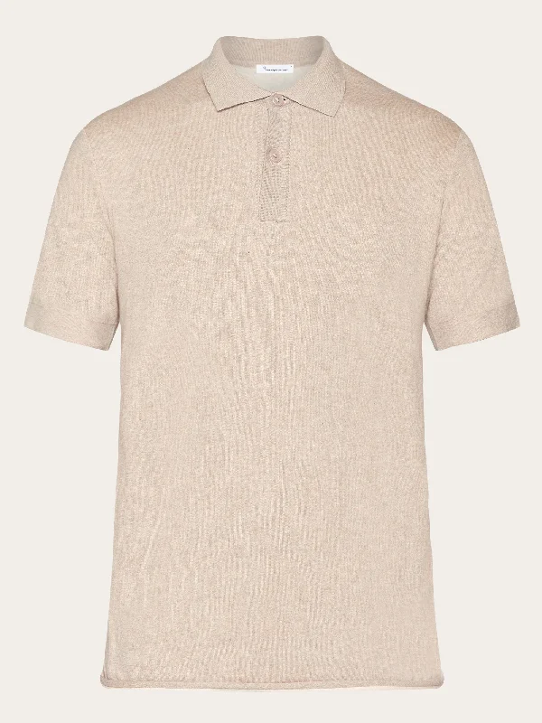 Regular double layer knitted short sleeved polo - GOTS - Nature Melange