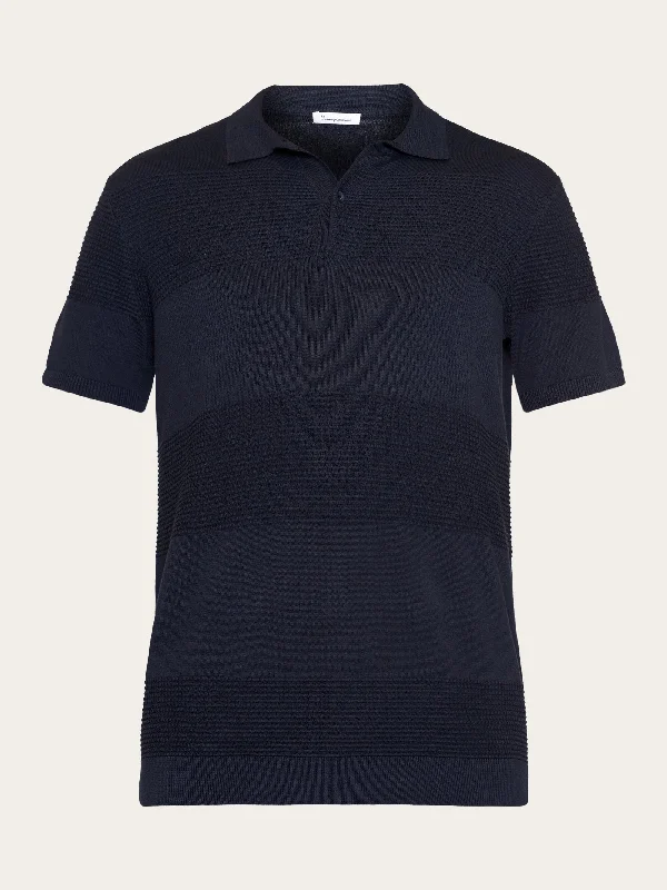 Regular pattern knitted short sleeved polo - GOTS/Vegan - Night Sky