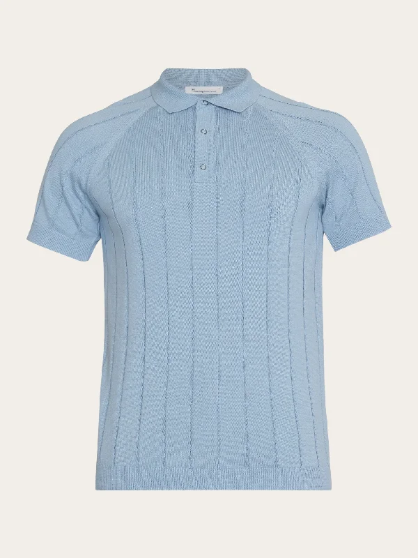 Men's quick - dry polo shirts for water sports activitiesRegular short sleeved striped knitted polo - GOTS/Vegan - Asley Blue