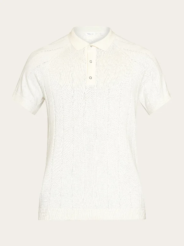 Men's vintage - inspired retro polo shirts with unique patternsRegular short sleeved striped knitted polo - GOTS/Vegan - Egret Men's vintage - inspired retro polo shirts with unique patternsRegular short sleeved striped knitted polo - GOTS/Vegan - Egret